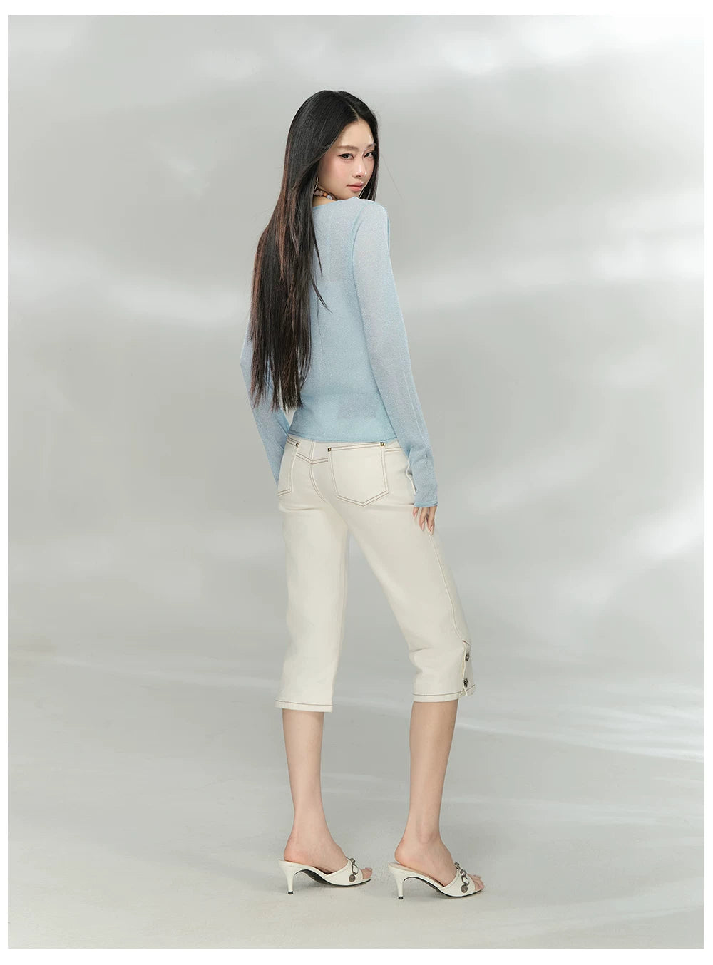 Shimmer Knit Tie-Front Cardigan