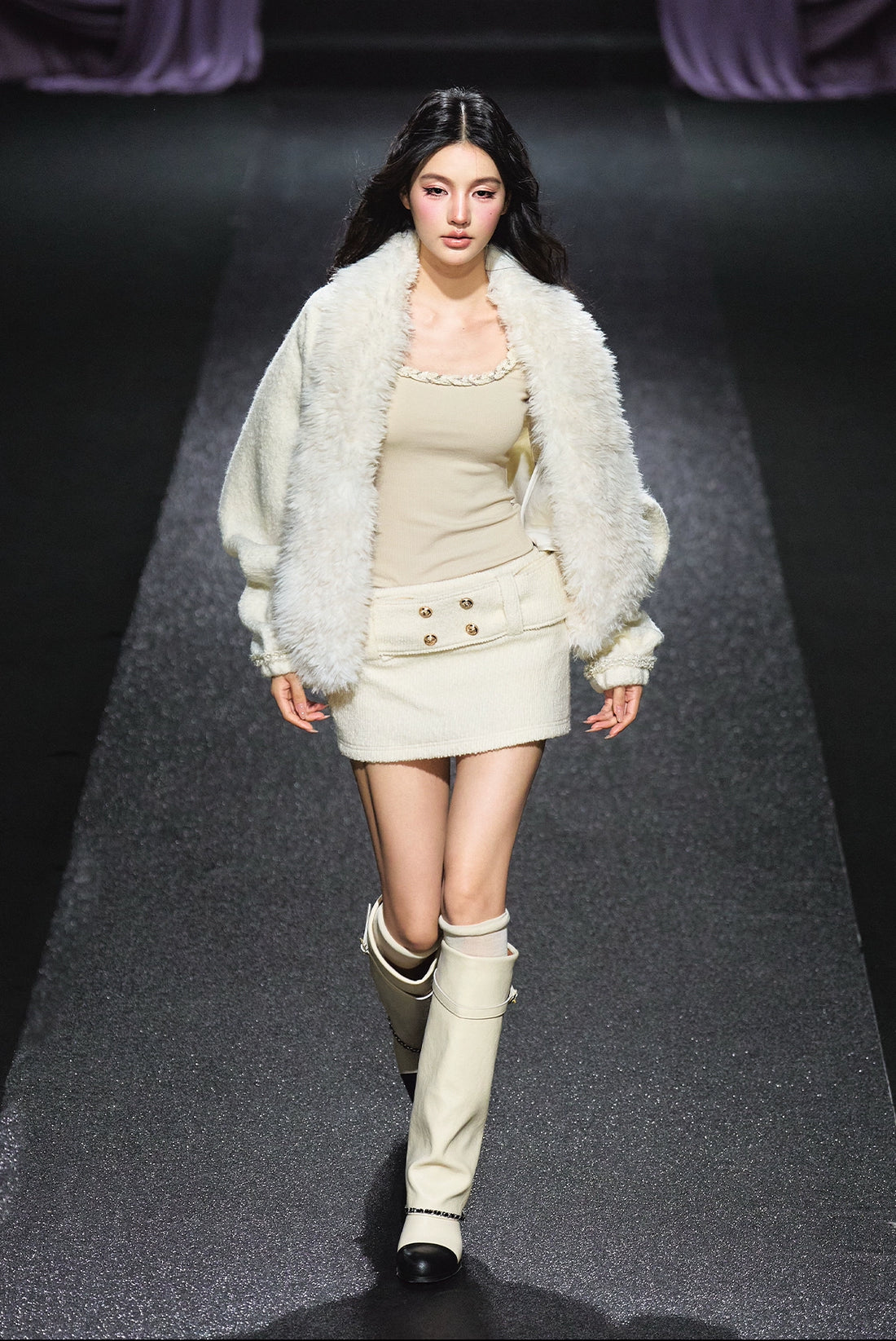 Wool Blend High-Waist A-Line Mini Skirt