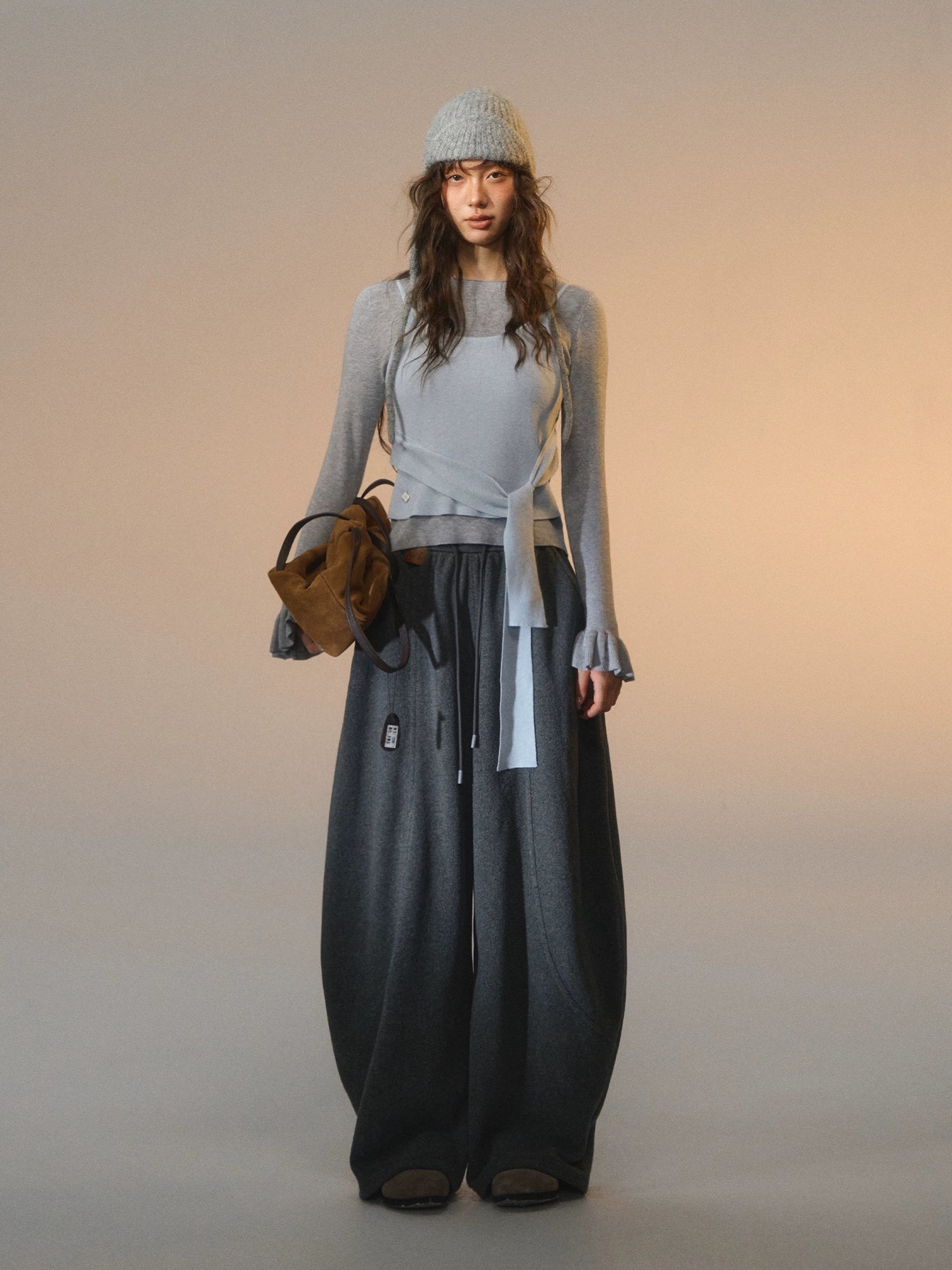 Fleece Curved-Leg Relaxed Pants