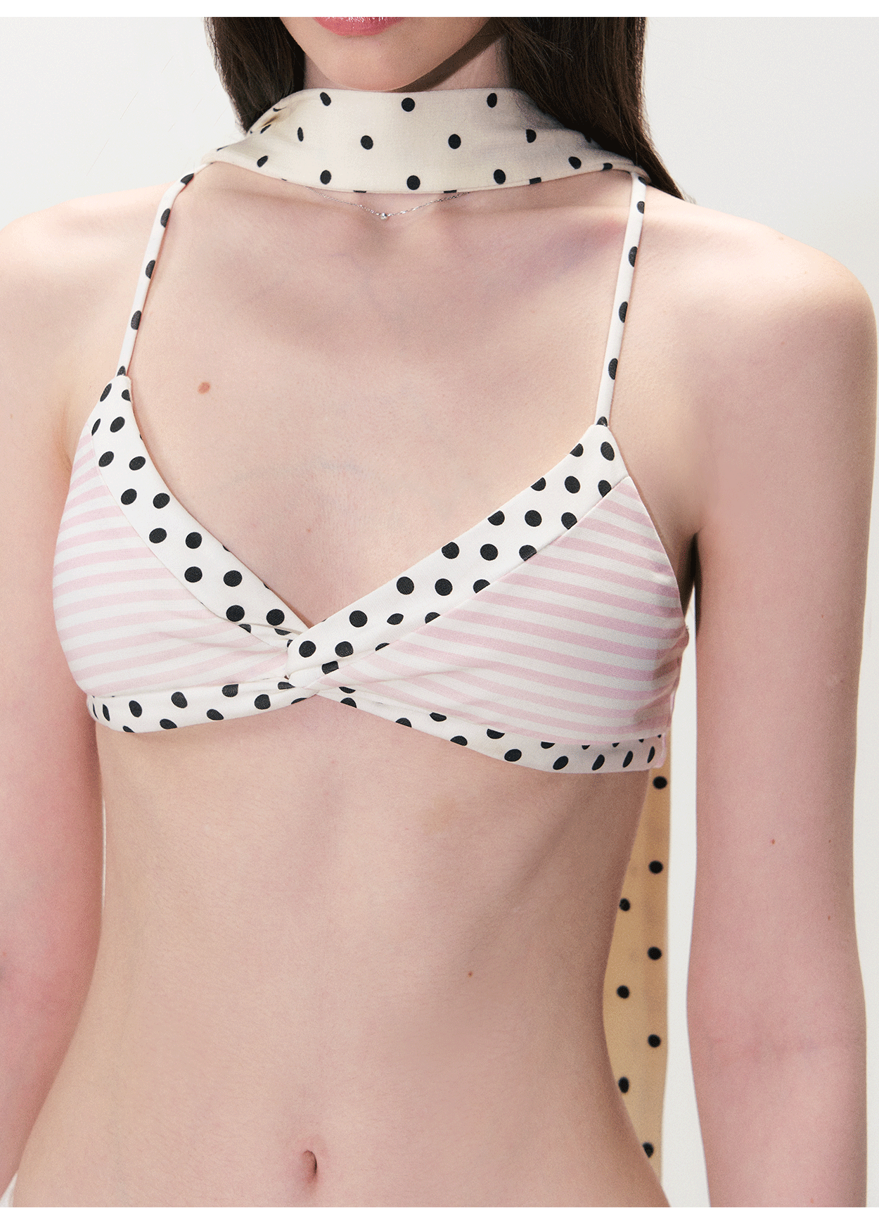Color-Block Polka Dot Triangle Bralette Top