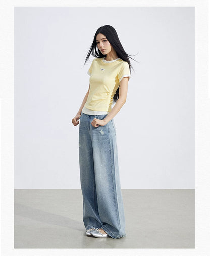 Vintage Starry Wash Wide-Leg Denim Jeans
