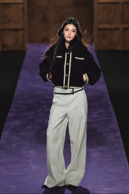 High-Waisted Tailored Wide-Leg Suit Pants