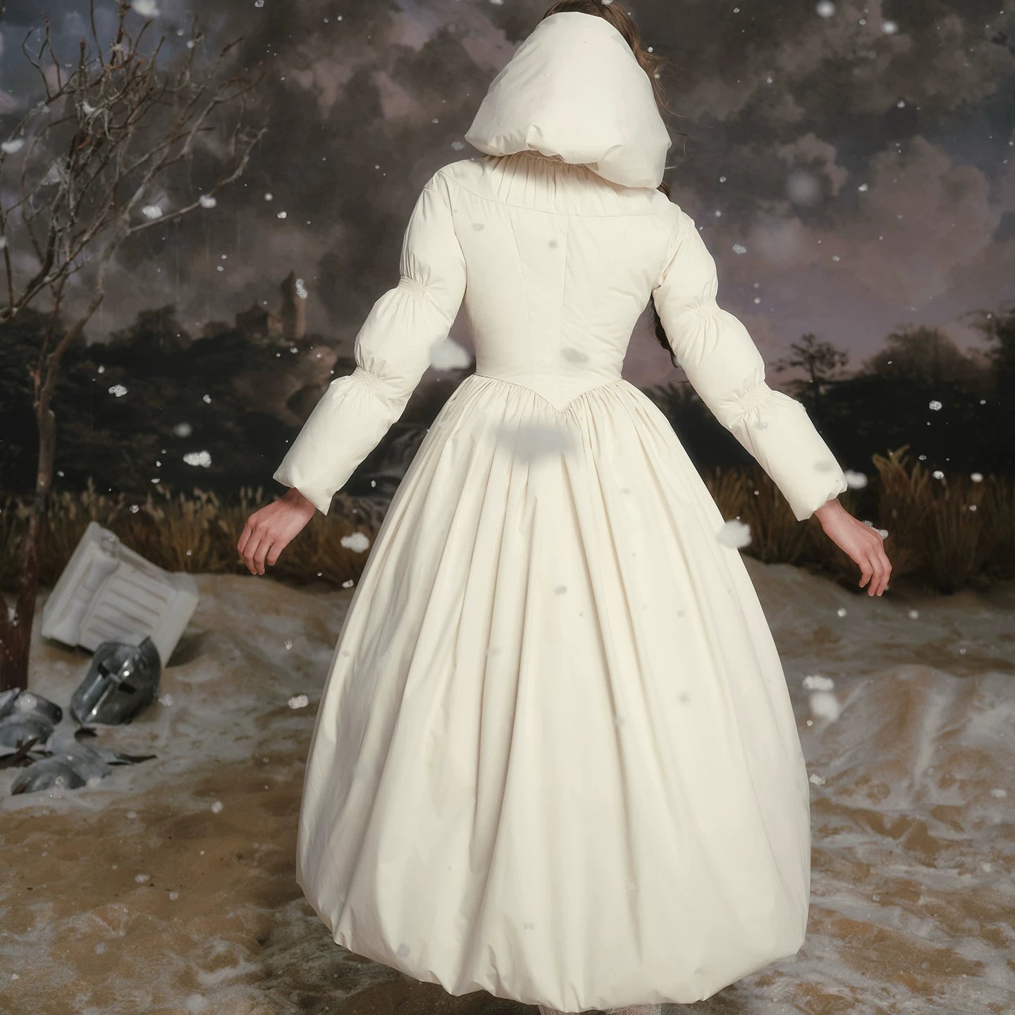 French Tailored Long Black Down Coat