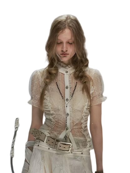 Cest Nous Romantic Archer Sheer Blouse – Blouses