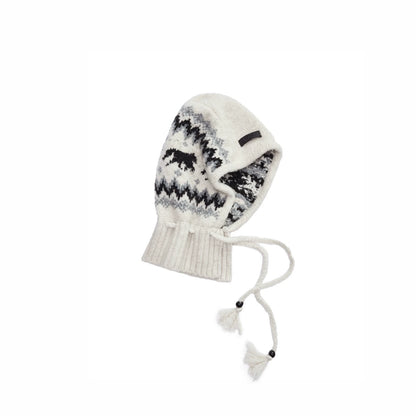 Fair Isle Pony Jacquard Knit Balaclava Hat