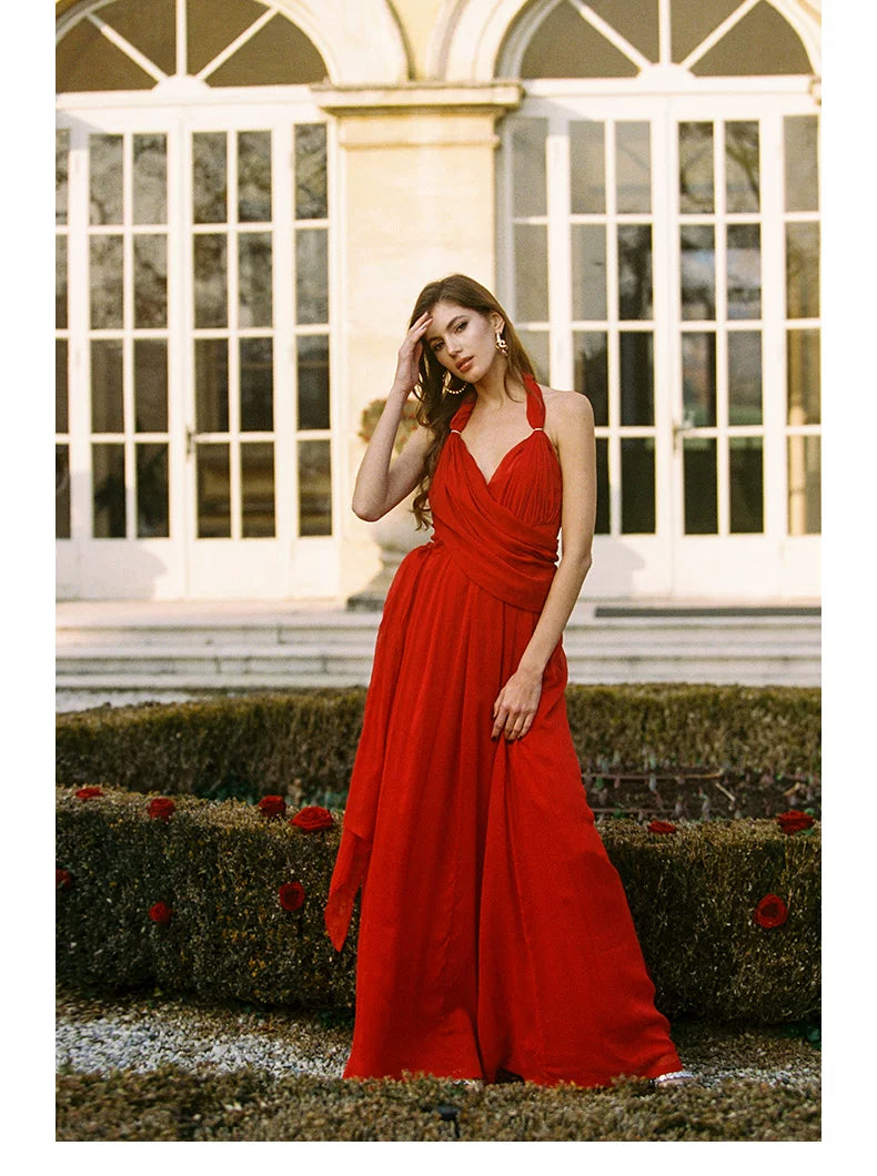 Halter Scarf-Tie Maxi Dress