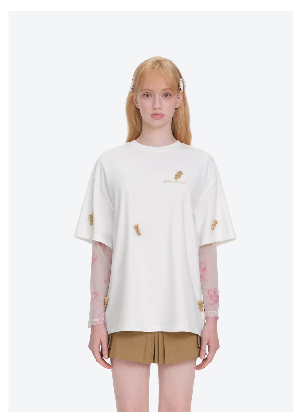 Mini Flocked Bear Oversized T-shirt