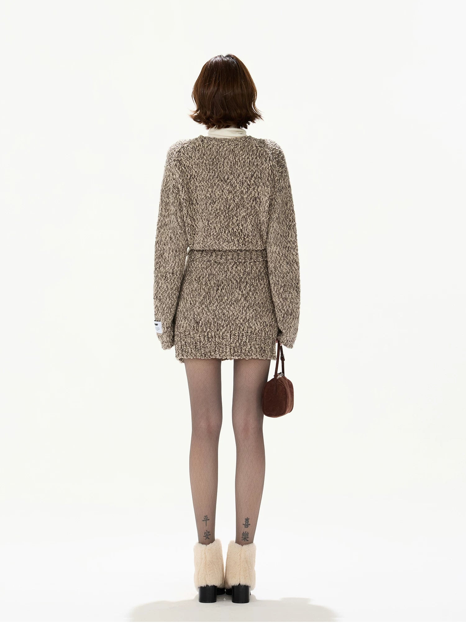 Wool Knit Cardigan &amp; Mini Skirt Set