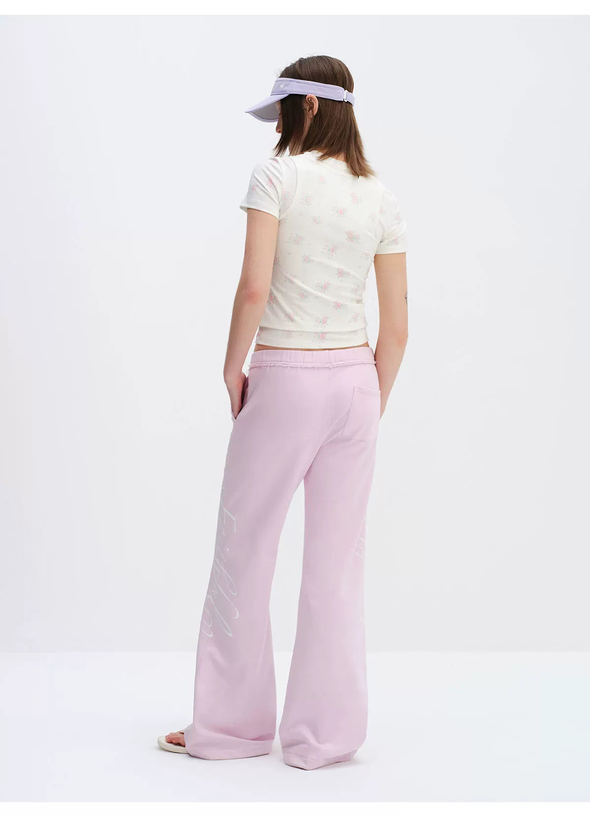 Rebel Script Print Relaxed Flared Sweatpants