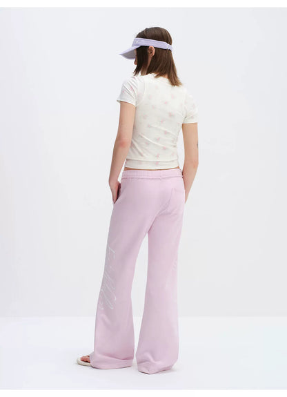 Rebel Script Print Relaxed Flared Sweatpants