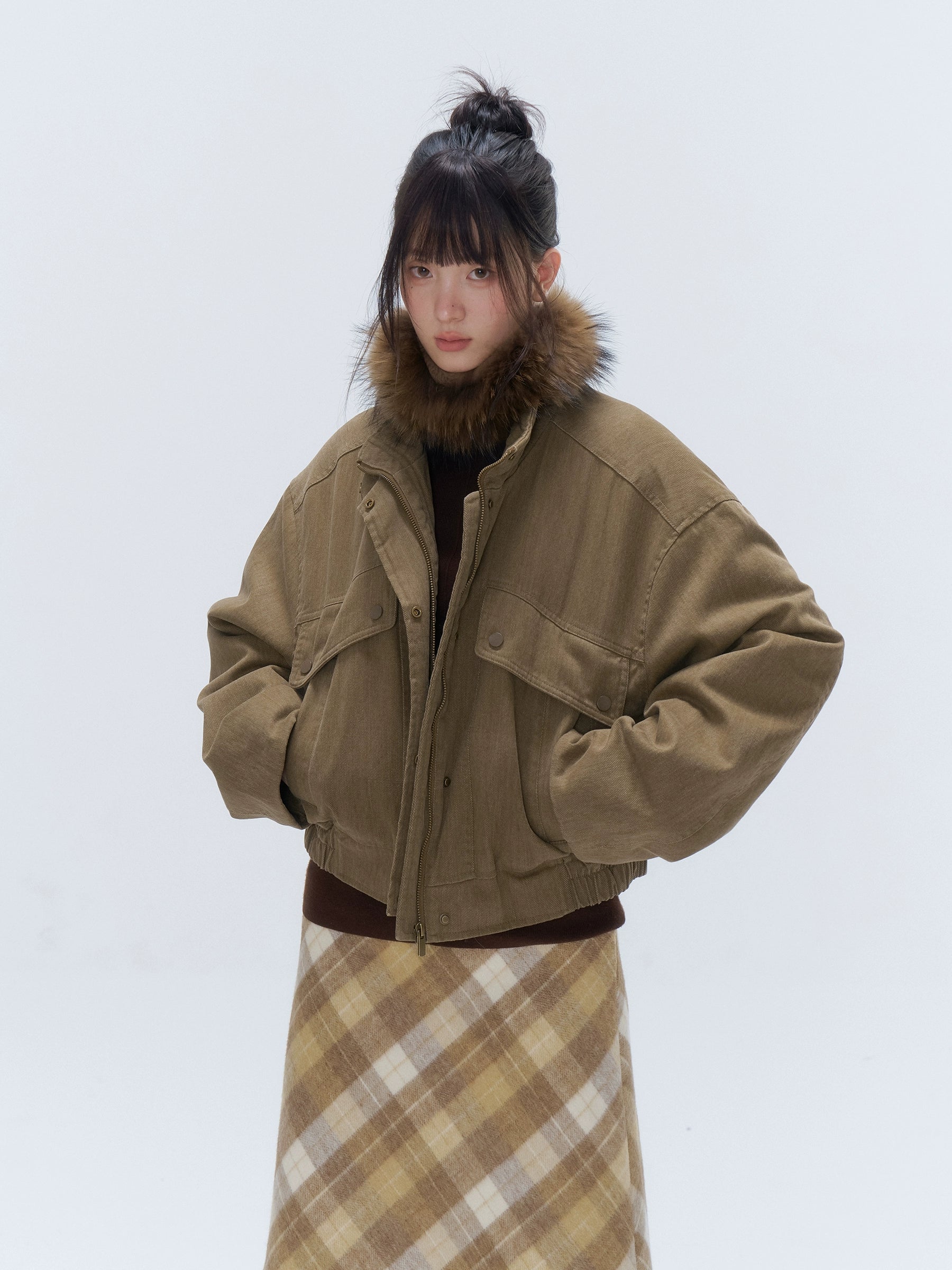 Vintage Washed Cotton Padded Workwear Jacket