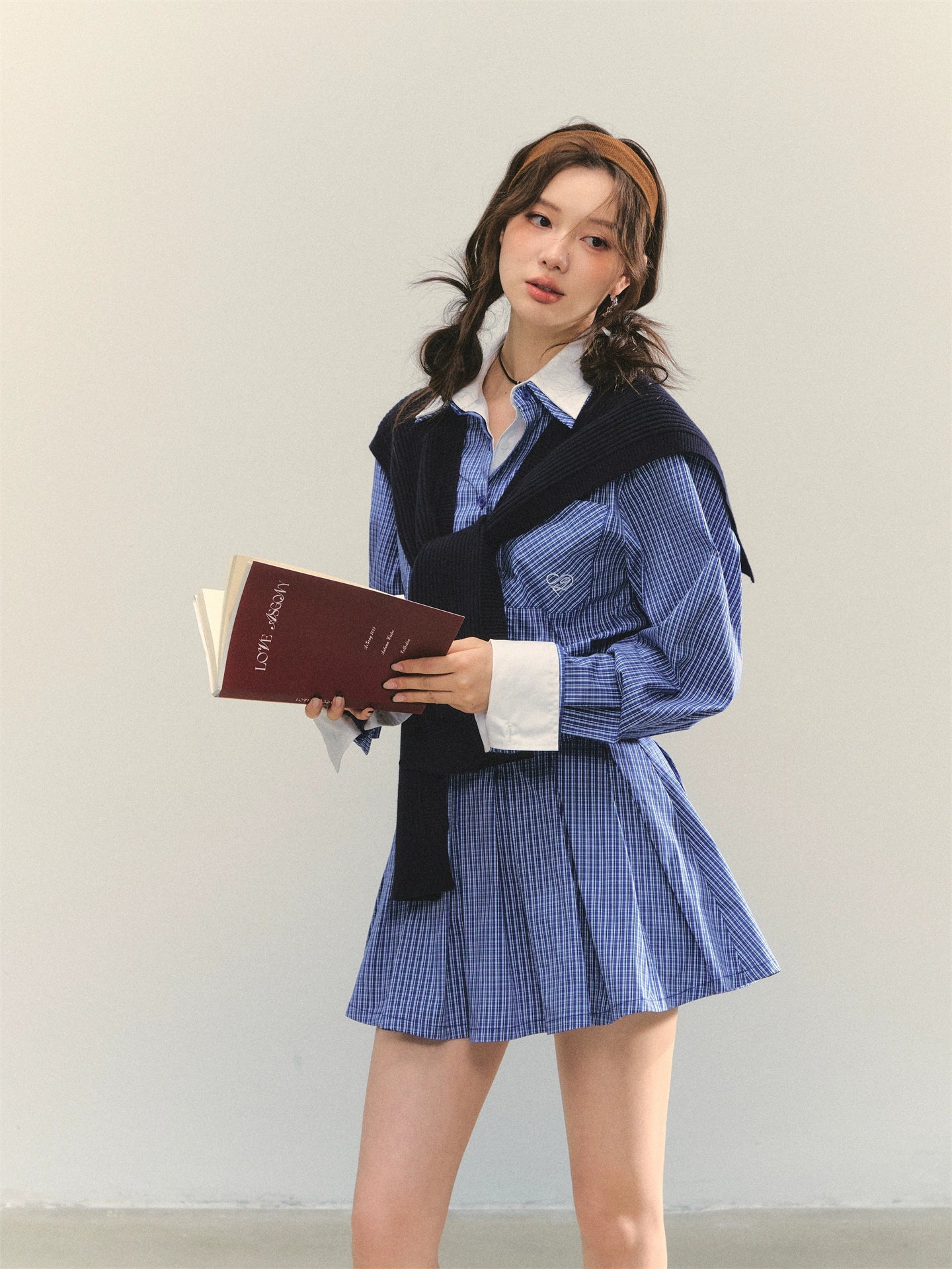 Shawl Fake Two-Piece Waist-Cinching A-Line Dress