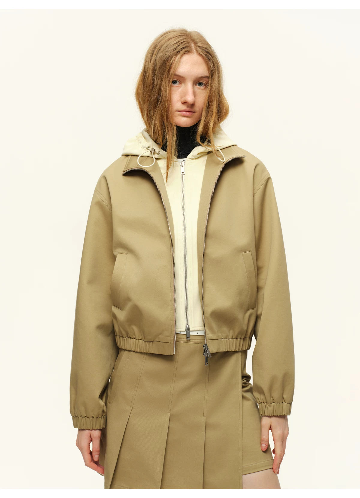 Cotton Stand-Collar Hooded Jacket