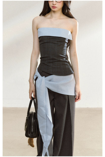 Contrast-Bandeau Tailored Two-Piece Set