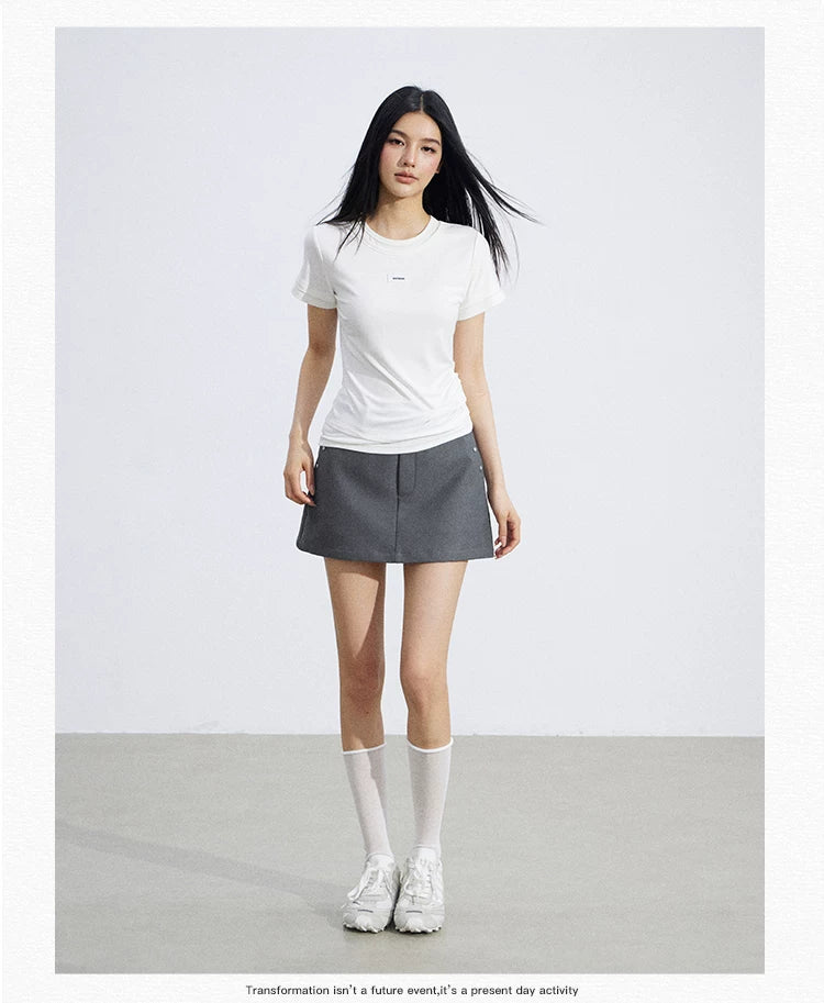 Asymmetric Layered Slim-Fit Short Sleeve T-Shirt