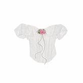 Off-Shoulder Ruffle Corset Rose Top 1Jinn Studio