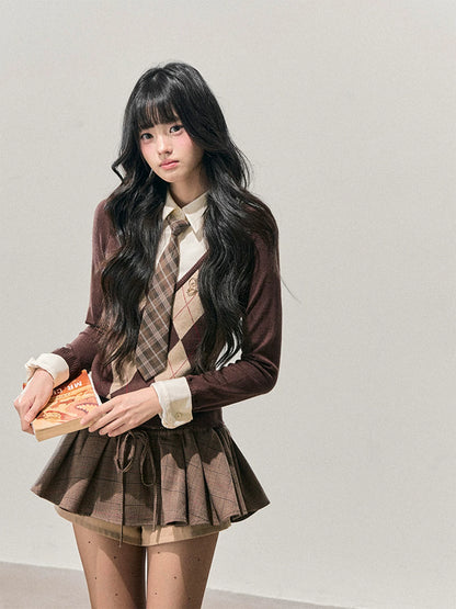 Two-in-One American Argyle Knit Sweater