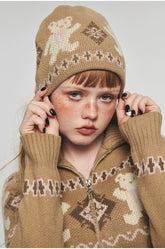 Embossed Bear Knit Beanie - CHINASQUAD