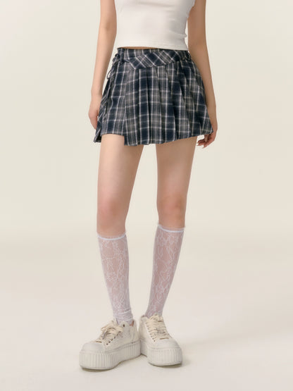 Plaid Hooded Long Sleeve Shirt &amp; Skirt Set
