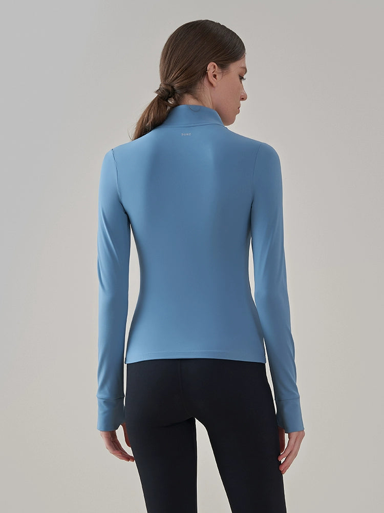 High-neck Fleece-lined Yoga Jacket