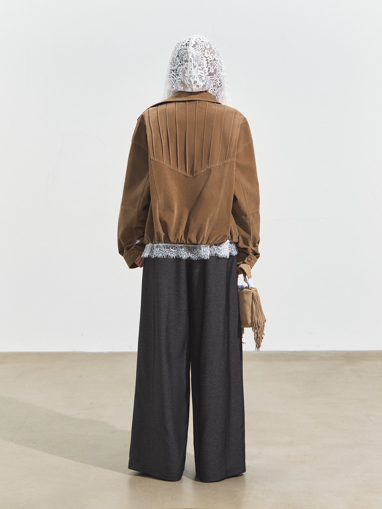 Cuffed Waist Draped Tailored Pants