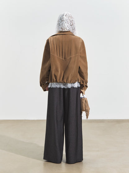 Cuffed Waist Draped Tailored Pants