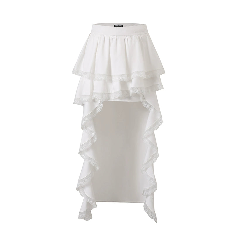 White Cake Train Floral Pleated Midi Skirt