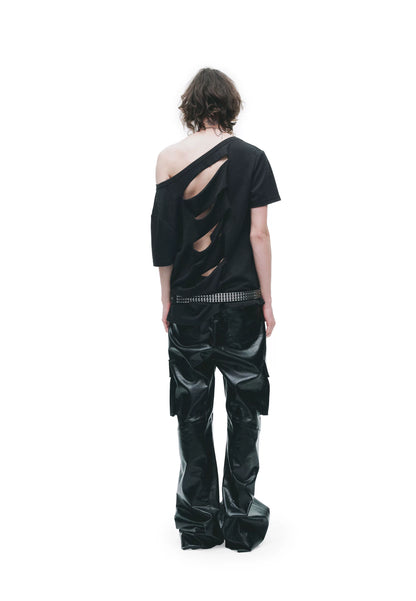 Laser-Burn Punk Graphic Oversized T-Shirt