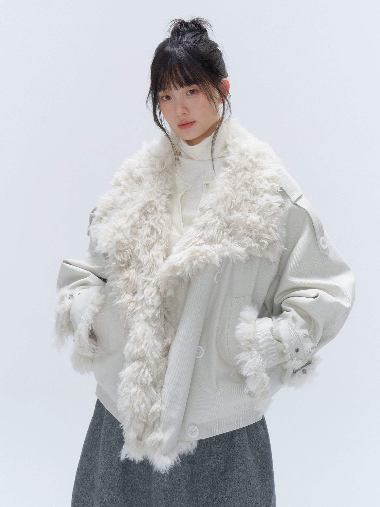 Faux Fur Leopard-Panel Parka Jacket