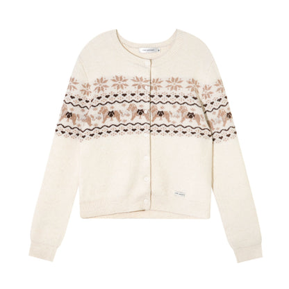 Fair Isle Wool-Blend Knit Cardigan &amp; Scarf Set