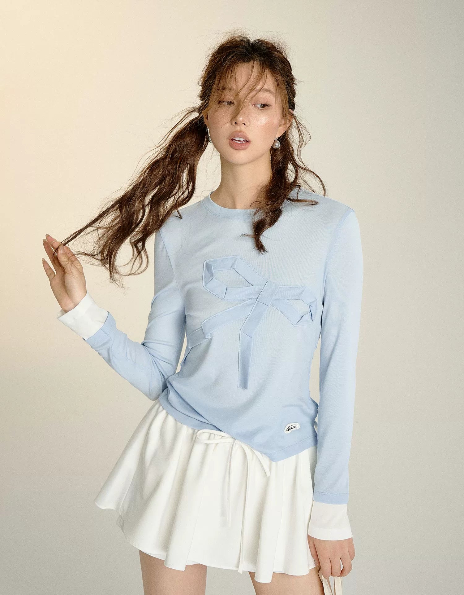 Gray &amp; Blue Origami Bow Top