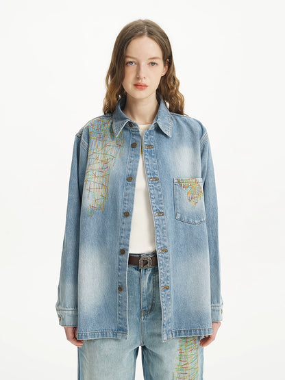 Vintage Denim Shirt Jacket &amp; Jeans Set - CHINASQUAD