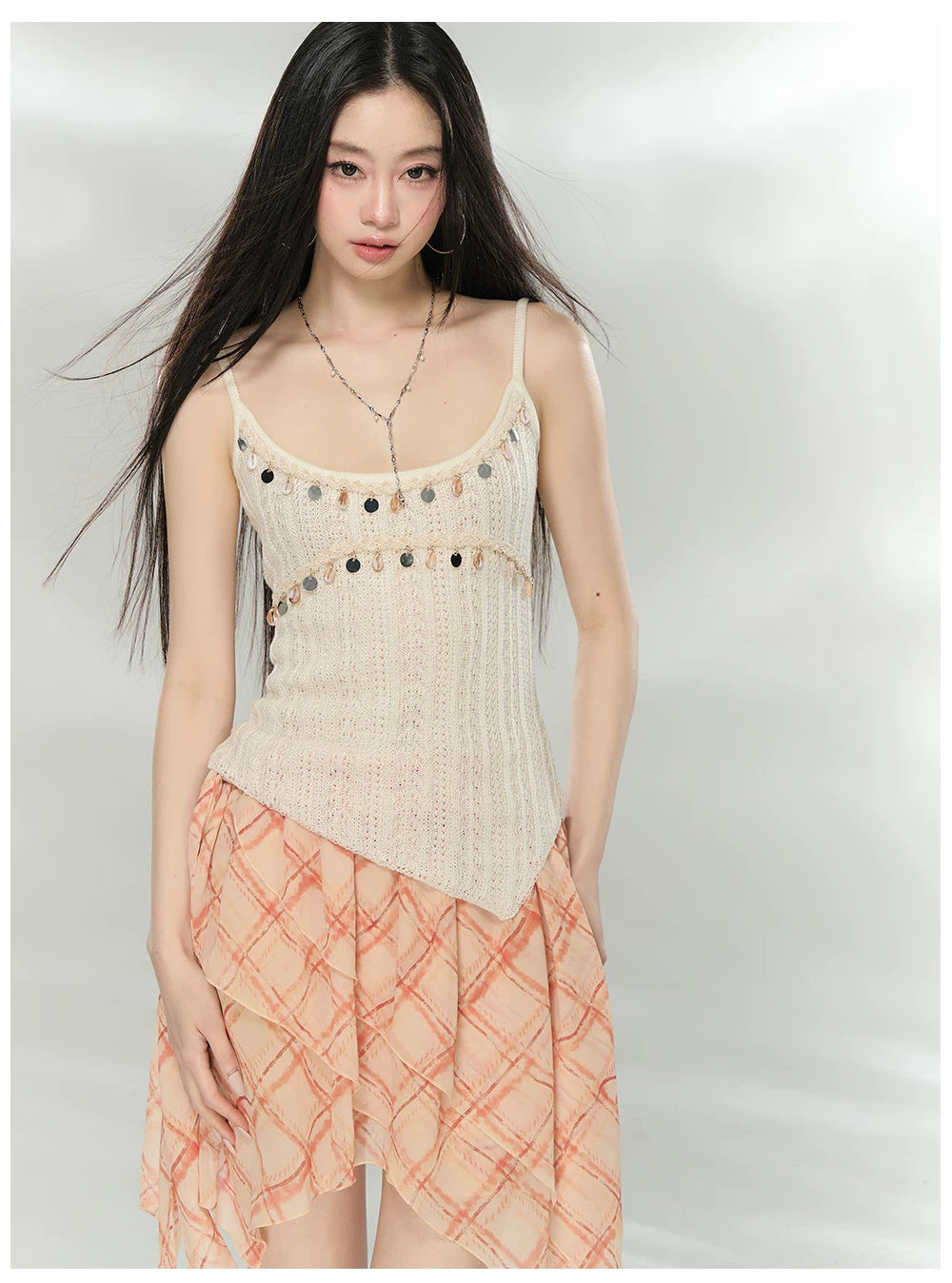 Embellished Knit Cardigan &amp; Camisole Set