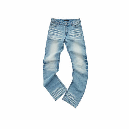 Vintage Pleated Washed Slim Curved Denim Pants