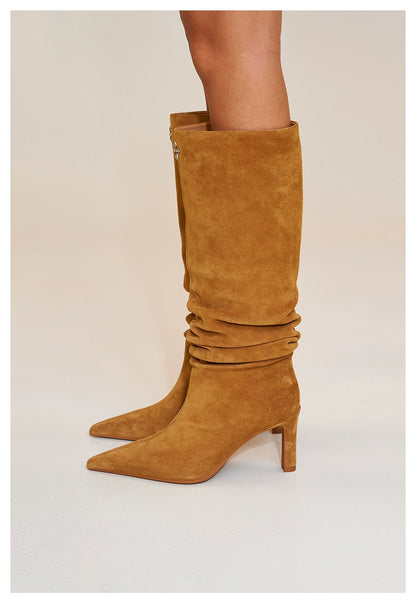 RAGE Wildstorm Suede Stacked Leather High-Heel Boots