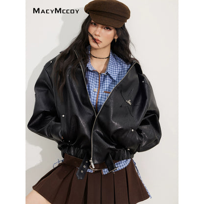 Zipper Moto Leather Jacket