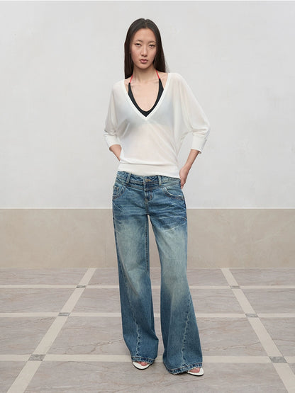 Layered Color Blocking U-Neck Halter Vest