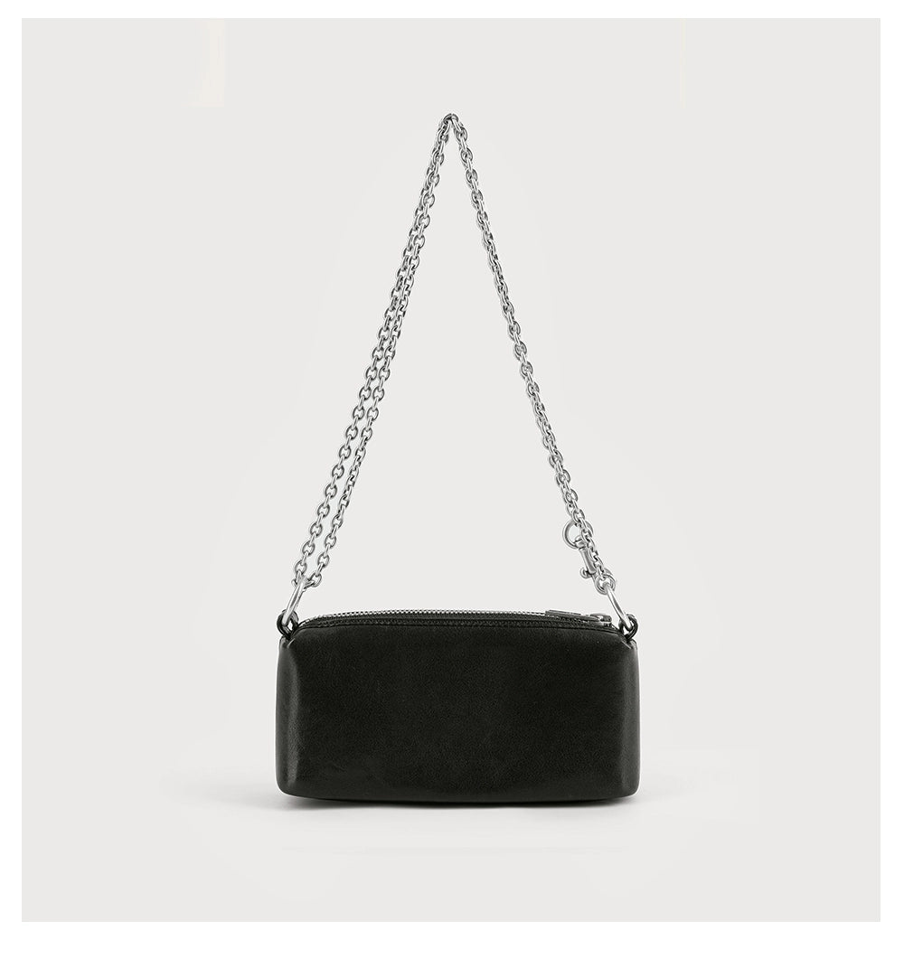Cross Emblem Leather Chain Bag - Small