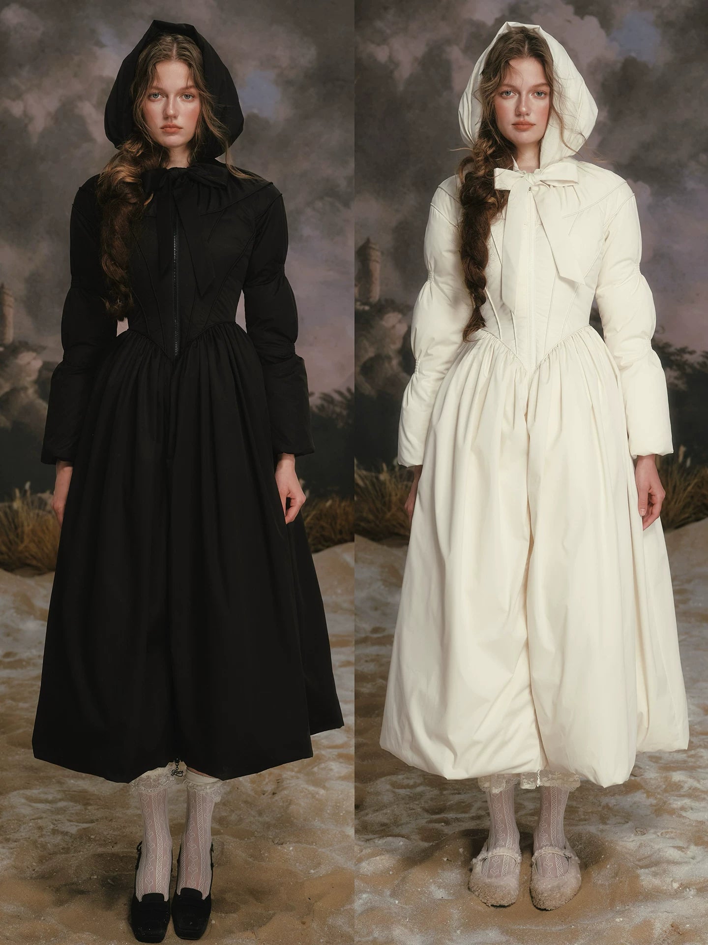 French Tailored Long Black Down Coat