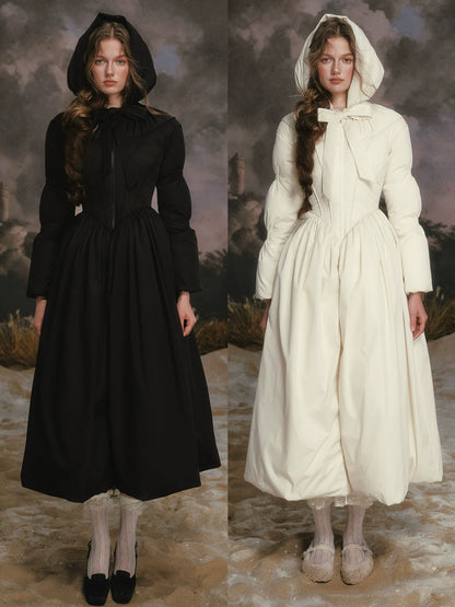 French Tailored Long Black Down Coat