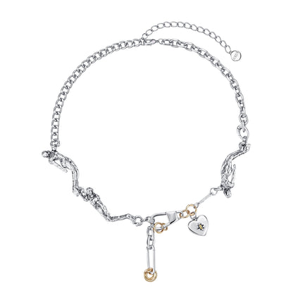 Silver Reconstructed Vintage Mermaid Heart Necklace