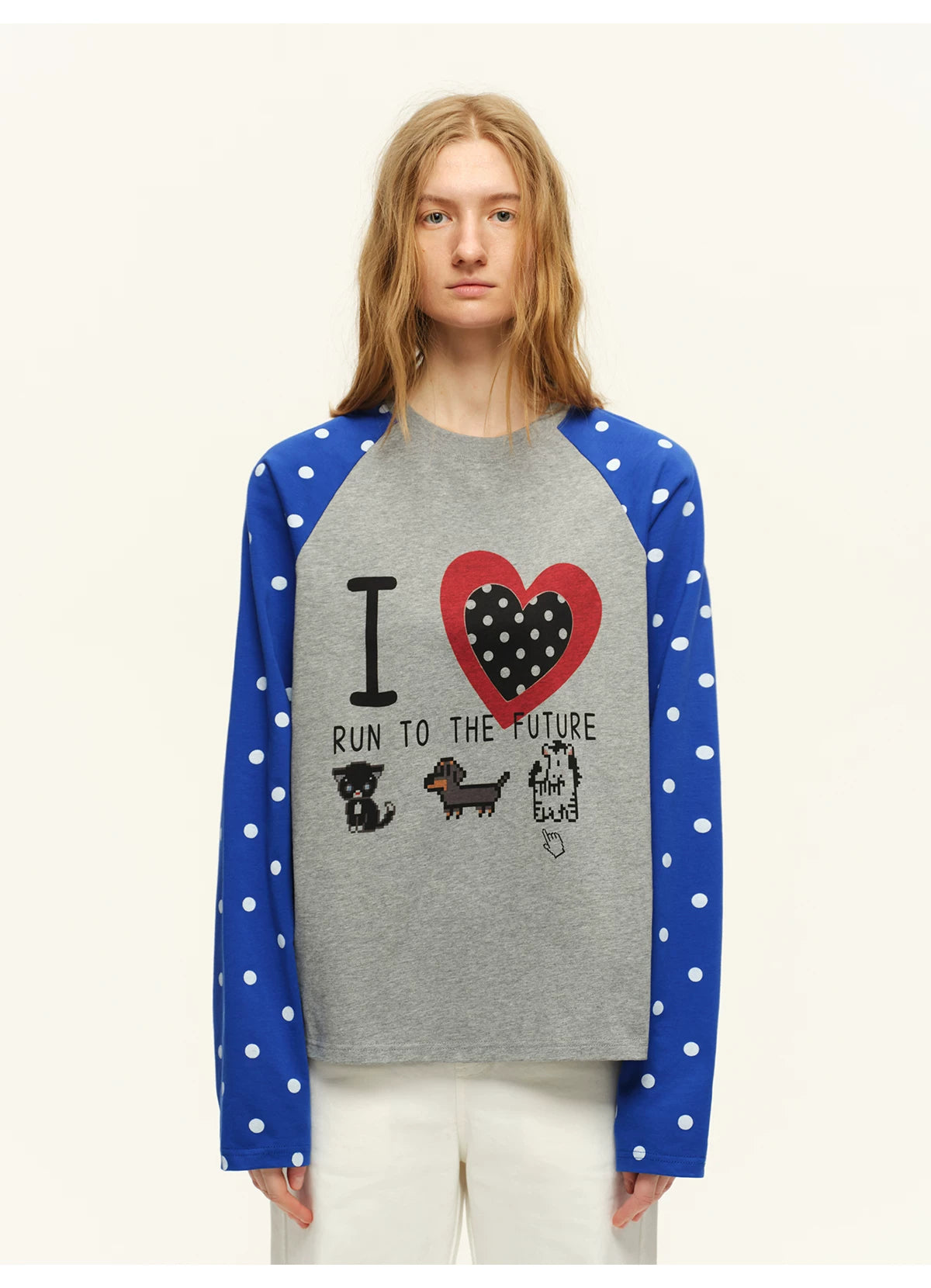 Vintage Heart Contrast Long-Sleeve T-Shirt