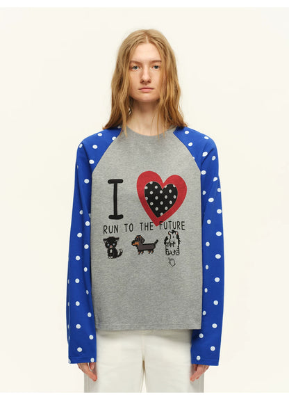Vintage Heart Contrast Long-Sleeve T-Shirt