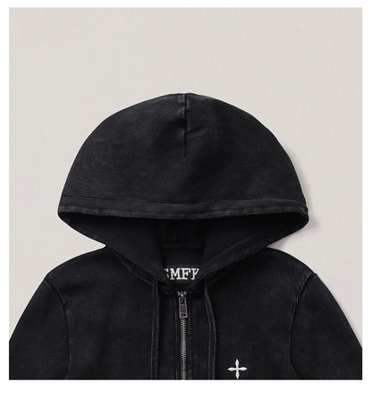 Wild Vintage Zip-up Cropped  Hoodie