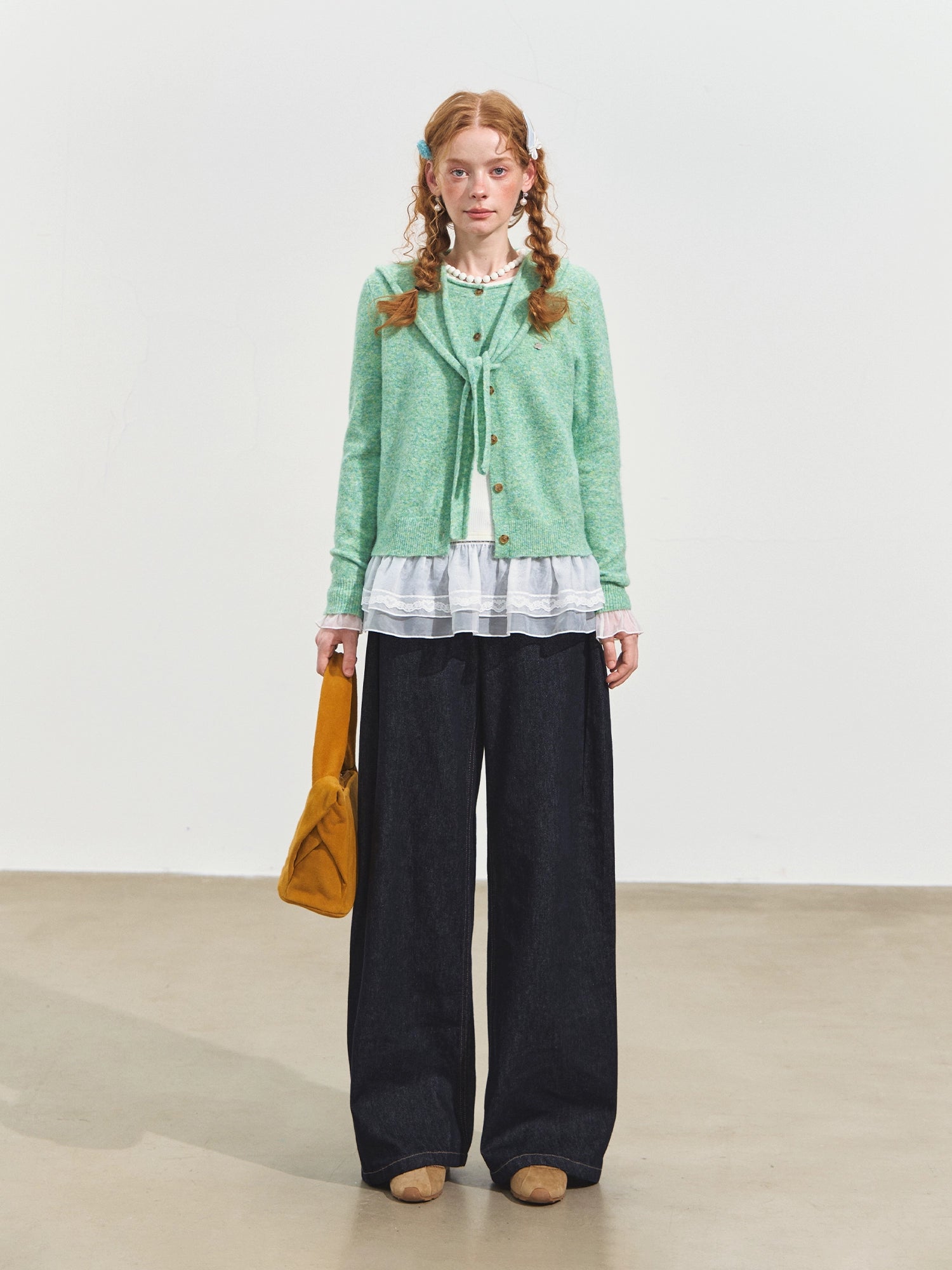 Hooded Shawl-Collar Knit Cardigan