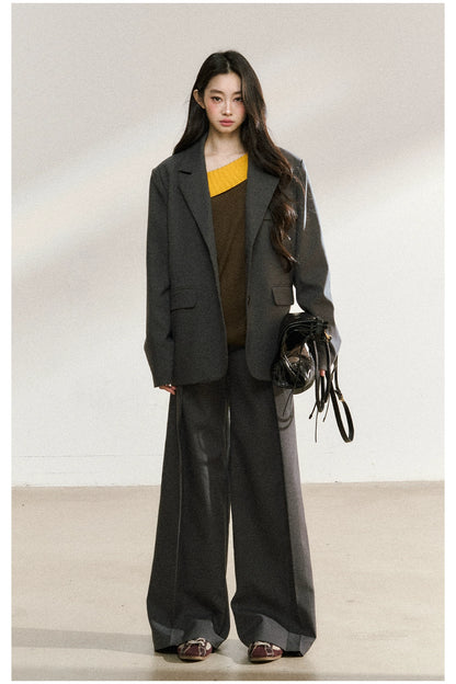 Tailored Draped Straight-Leg Trousers