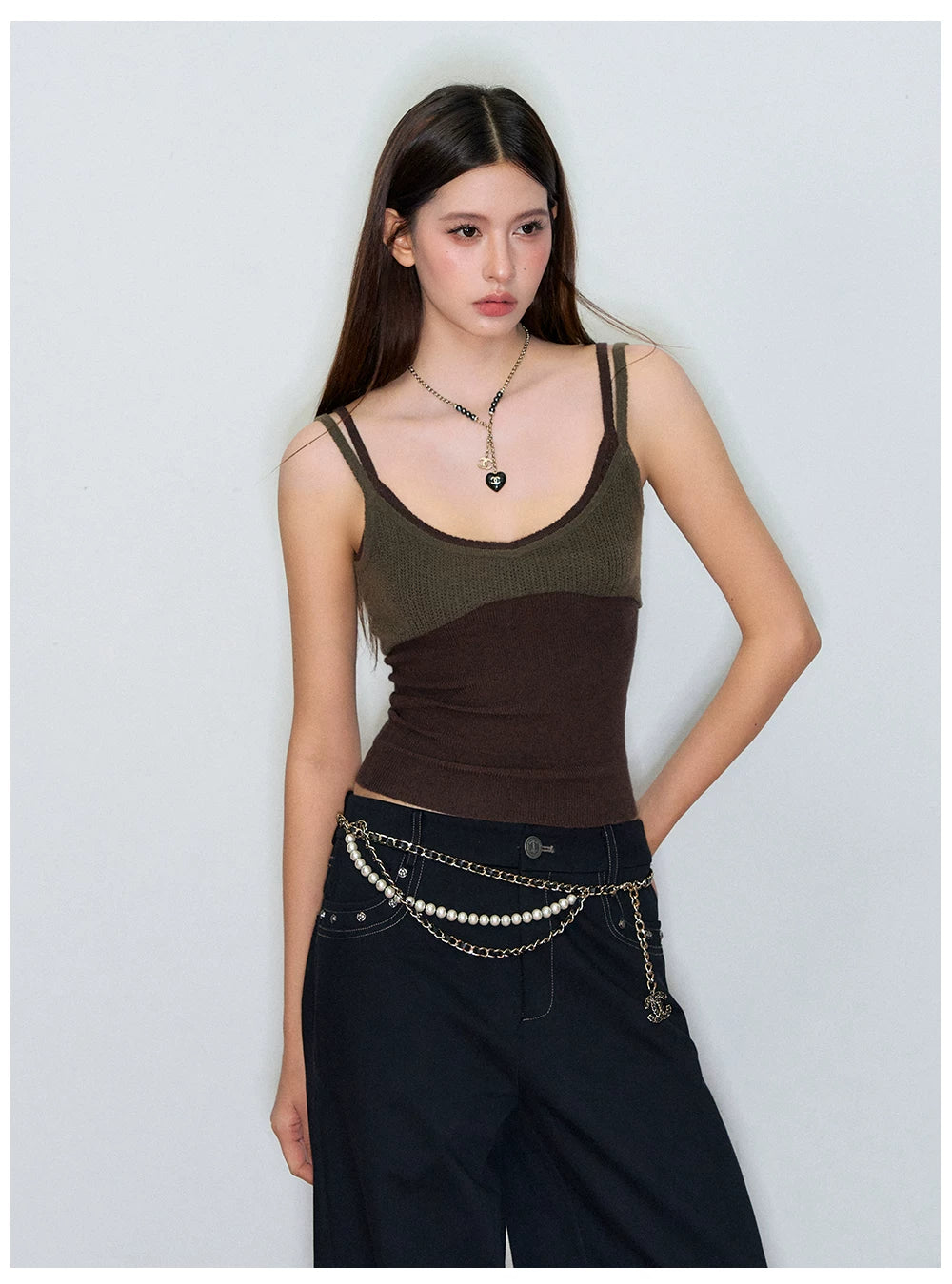 Colorblock Knit Camisole Vest