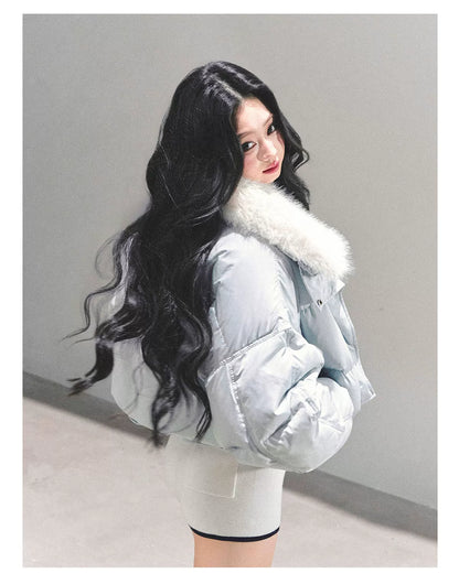 Short White Duck Down Puffer Jacket