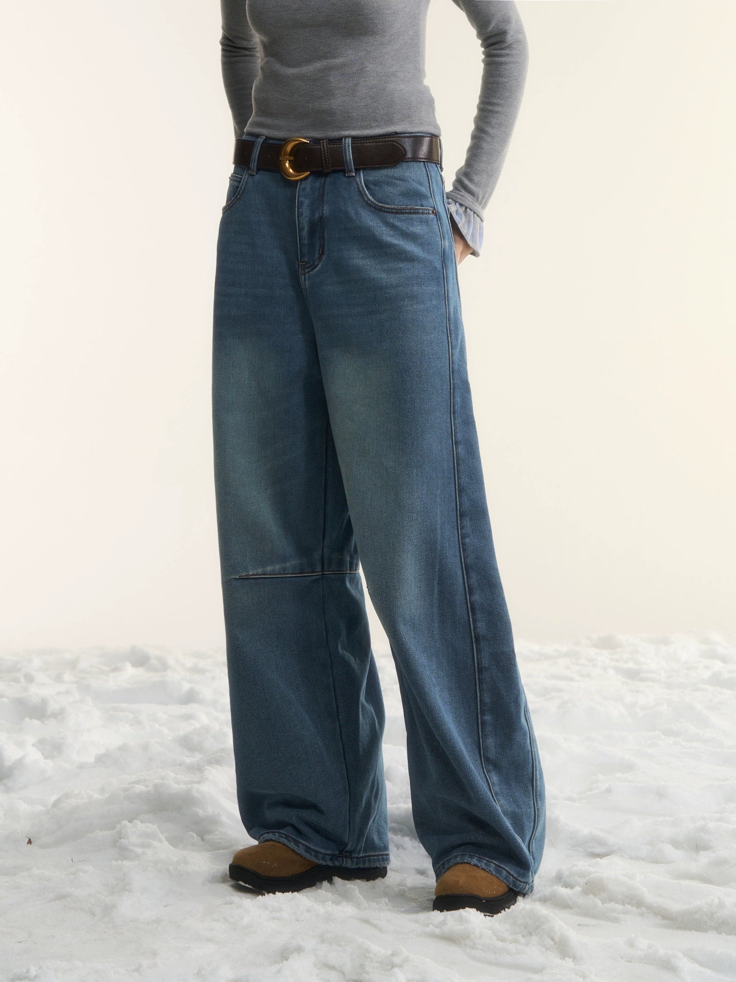 Washed Sculpted Loose-Fit Denim Trousers