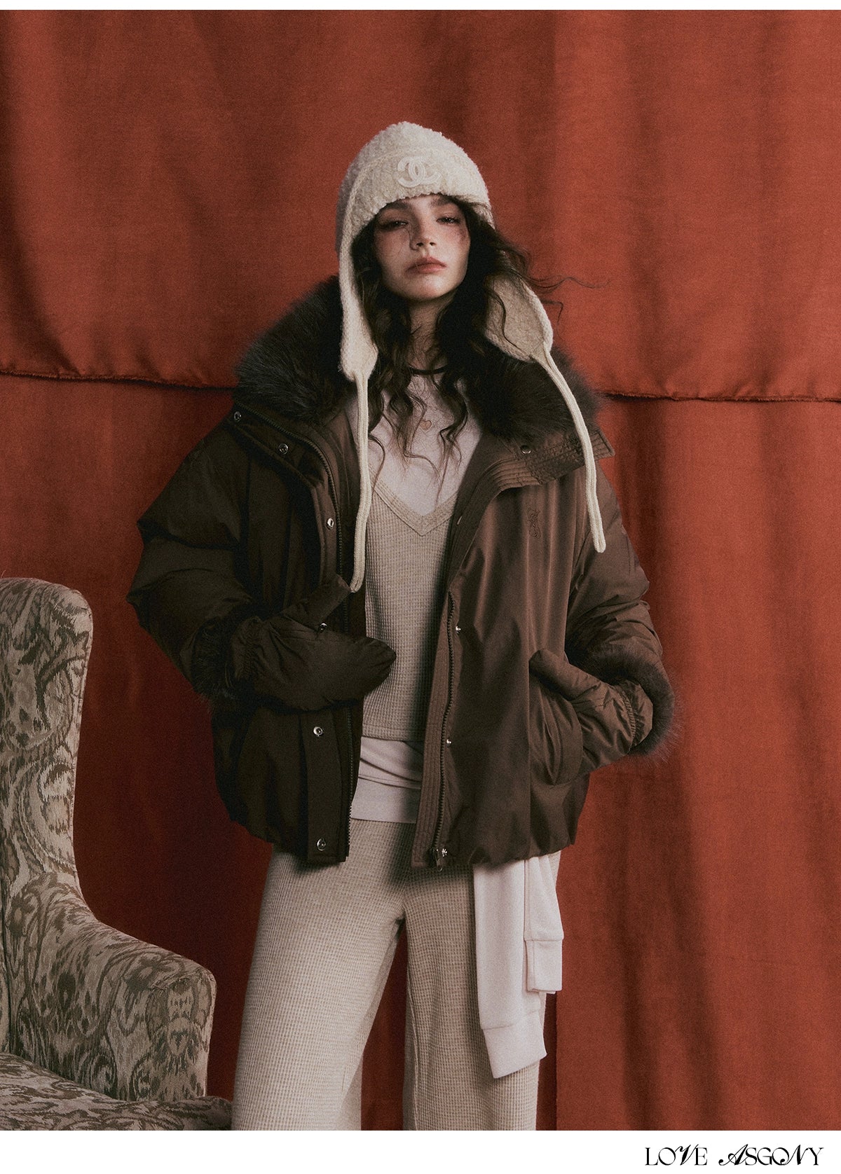 Fur-Collar Short Down Puffer Jacket
